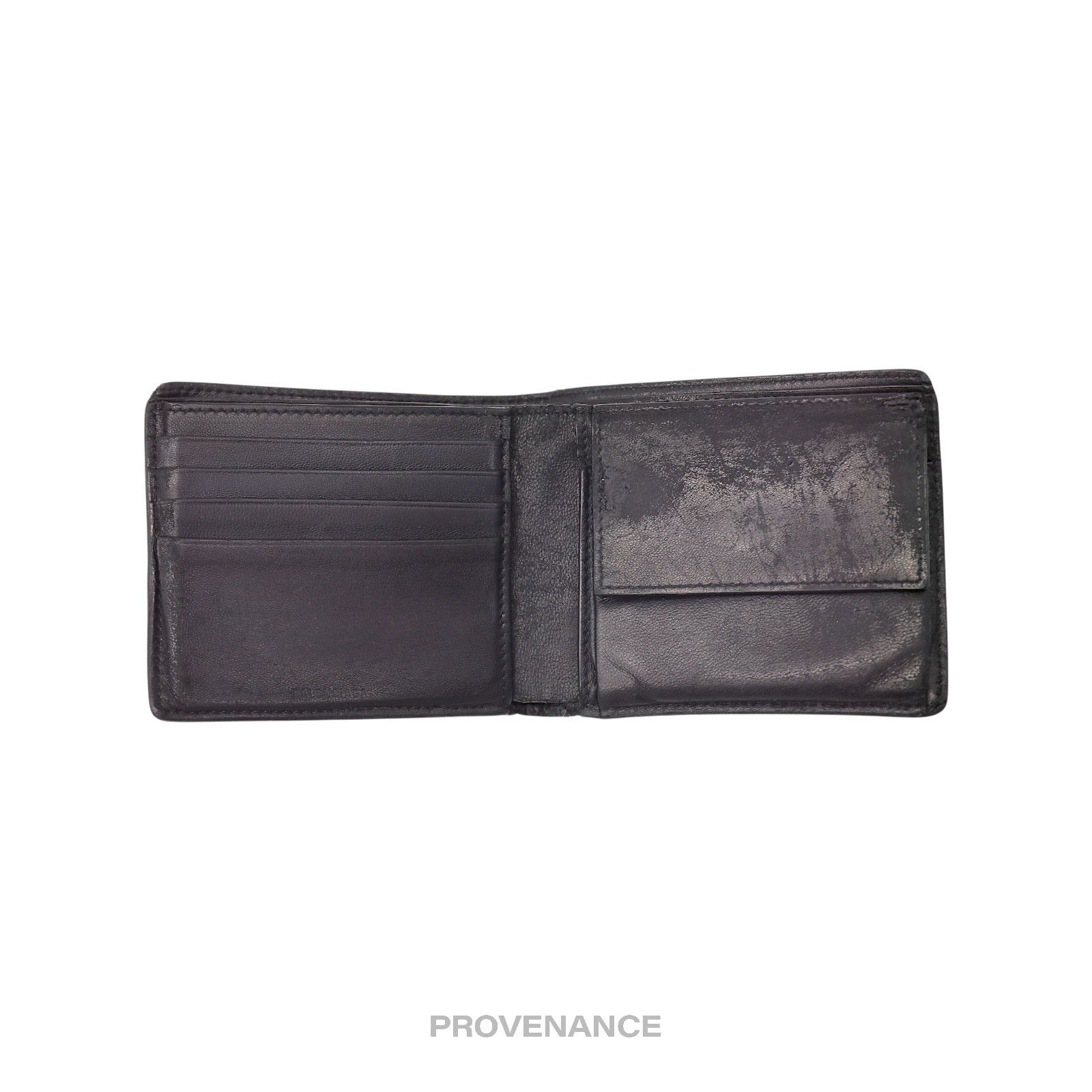 Balenciaga 🔴 Balenciaga Logo Bifold Wallet - Black Leather Size ONE SIZE - 6 Thumbnail