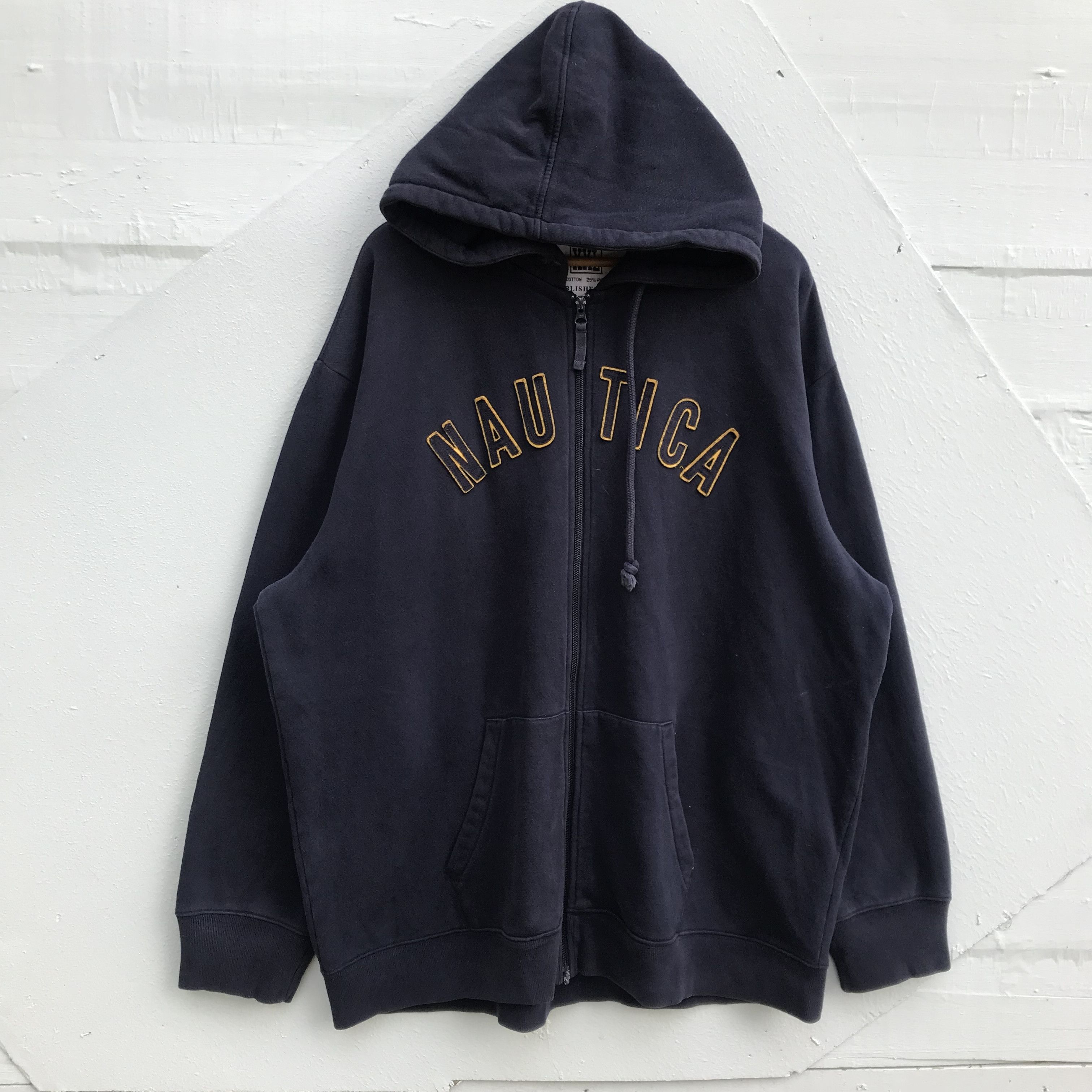 Nautica × Vintage Nautica Big Spellout Logo Hoodie Sweater Zip Up Size US XXL / EU 58 / 5 - 1 Thumbnail
