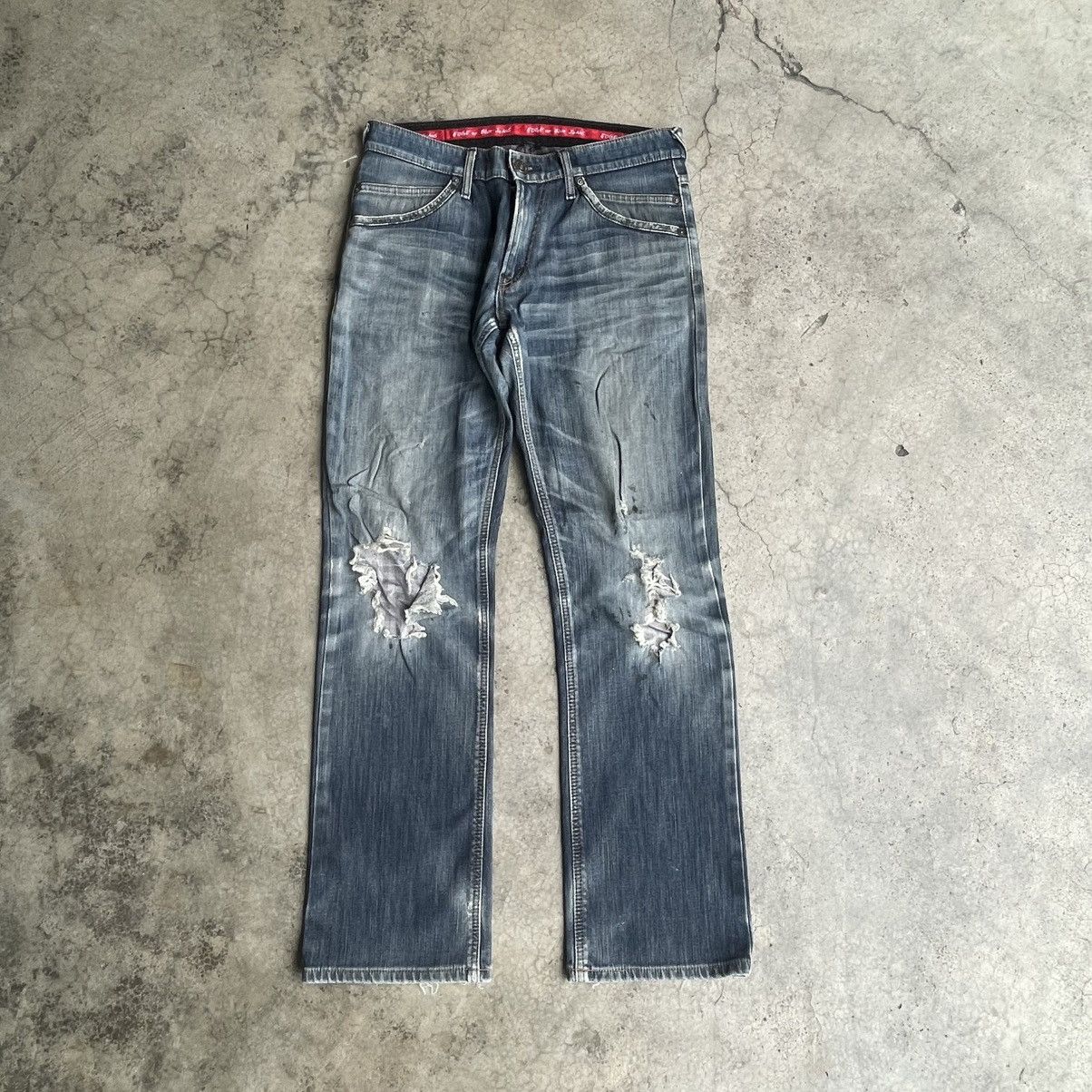 Edwin 🔥Vintage Edwin Edge Of Blue Stoned Washed Distress Jeans Size US 34 / EU 50 - 1 Thumbnail
