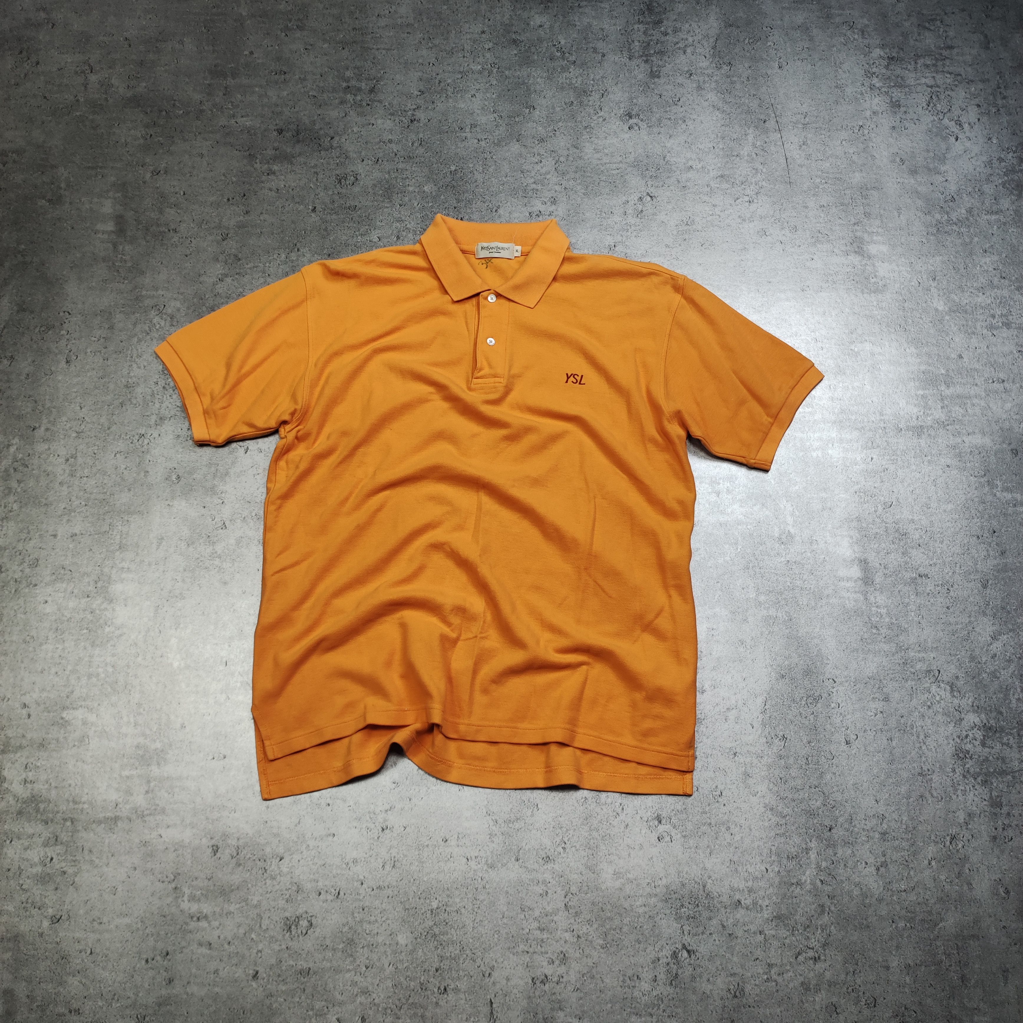 Vintage × Yves Saint Laurent RARE vintage YSL Yves Saint Lauren Pour Homme Orange Polo Size US XL / EU 56 / 4 - 1 Thumbnail