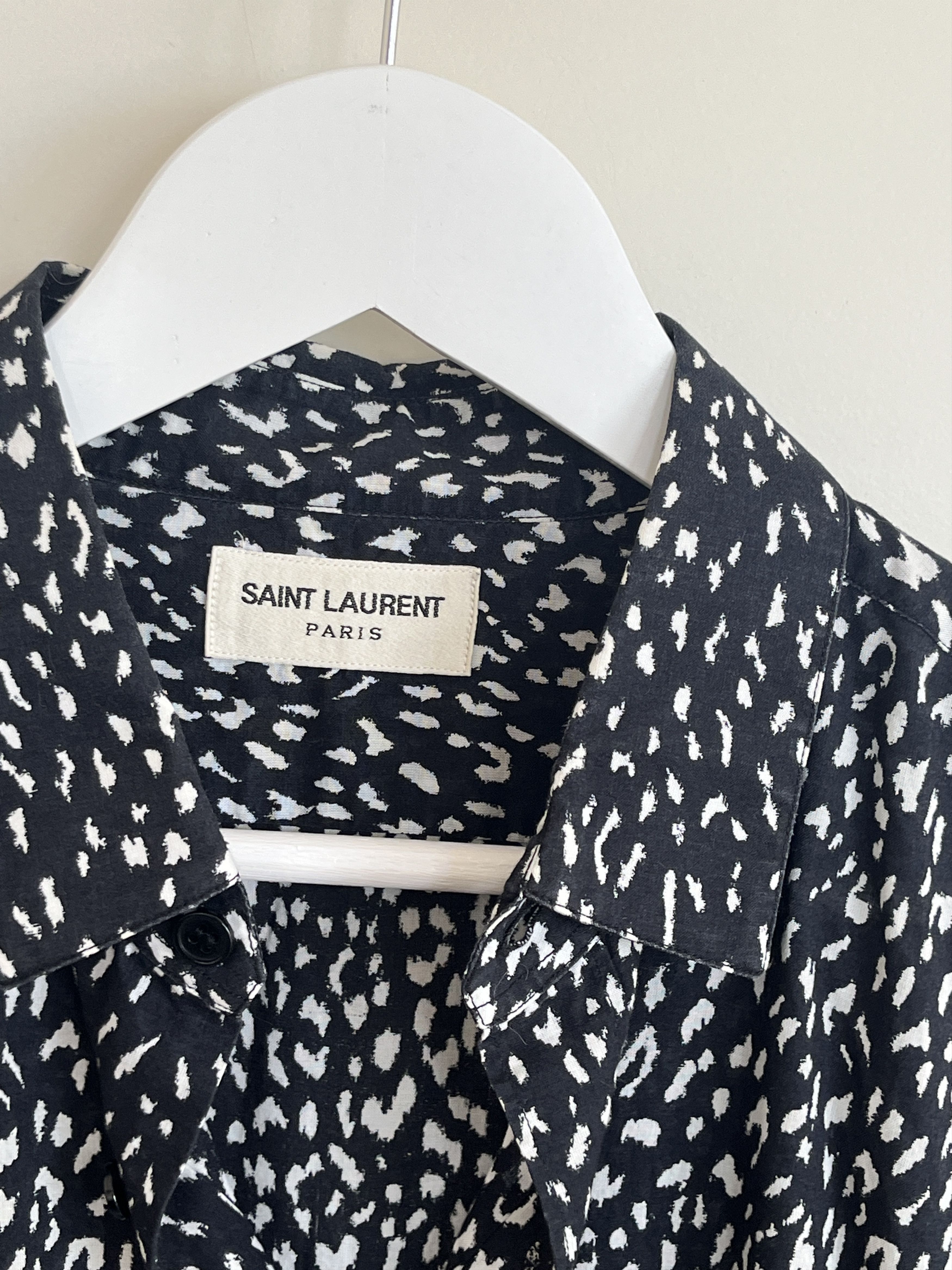 Saint Laurent Paris SS14 Black Babycat Pattern Button Up Shirt Size US M / EU 48-50 / 2 - 6 Thumbnail
