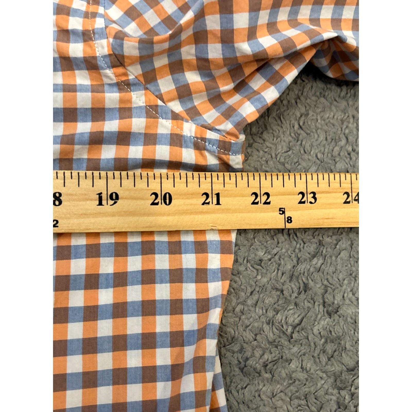 Banana Republic Banana Republic Shirt Mens Large Slim Button-Up Orange Plaid Shirt Size US L / EU 52-54 / 3 - 4 Thumbnail