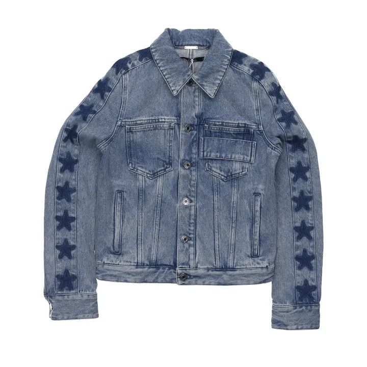 Givenchy Givenchy Blue Denim Jacket with Star Print Size US S / EU 44-46 / 1 - 1 Thumbnail
