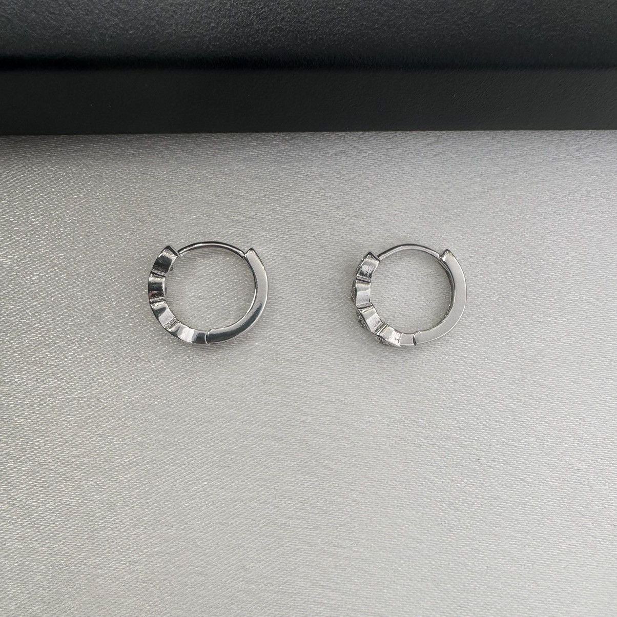 Designer 13mm CZ Love Heart Silver Hoop Earrings for Women Size ONE SIZE - 3 Thumbnail