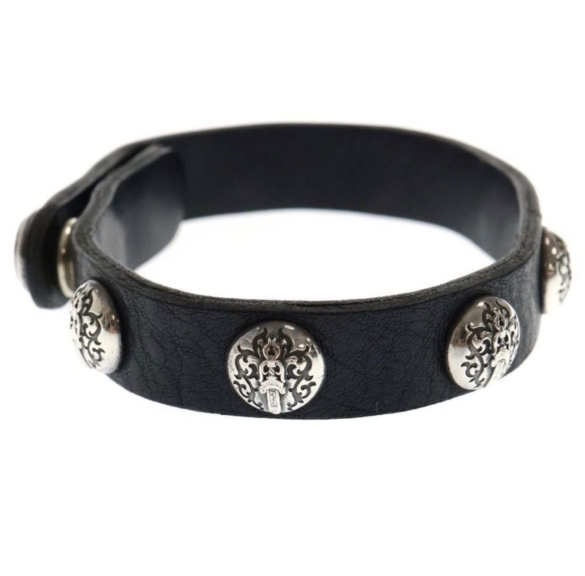 Chrome Hearts Chrome Hearts Vine Dagger Black Leather Bracelet Size ONE SIZE - 3 Thumbnail