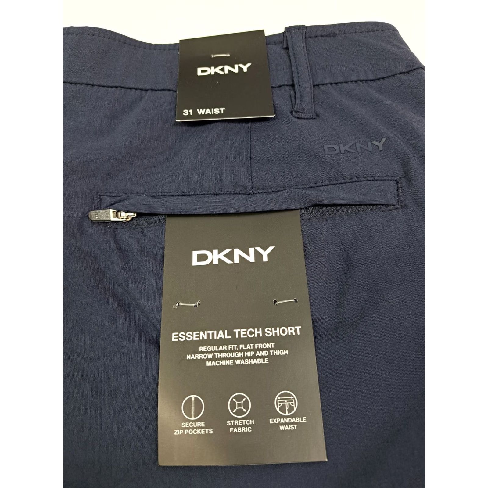 DKNY DKNY Men’s Essential Tech Shorts Navy Blue Size 31 Chino Regular Pockets Stretch KnIT 90s NWT Mens Size US 31 - 2 Thumbnail