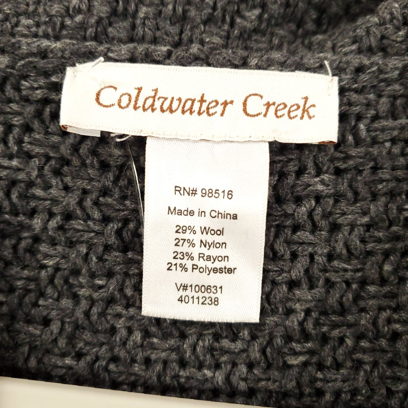 Coldwater Creek Coldwater Creek Sweater Poncho Womens One Size Gray Fringe Hem Cowl Neck Kimono Sleeve Knit Wool Blend Pullover Casual Size ONE SIZE - 5 Thumbnail