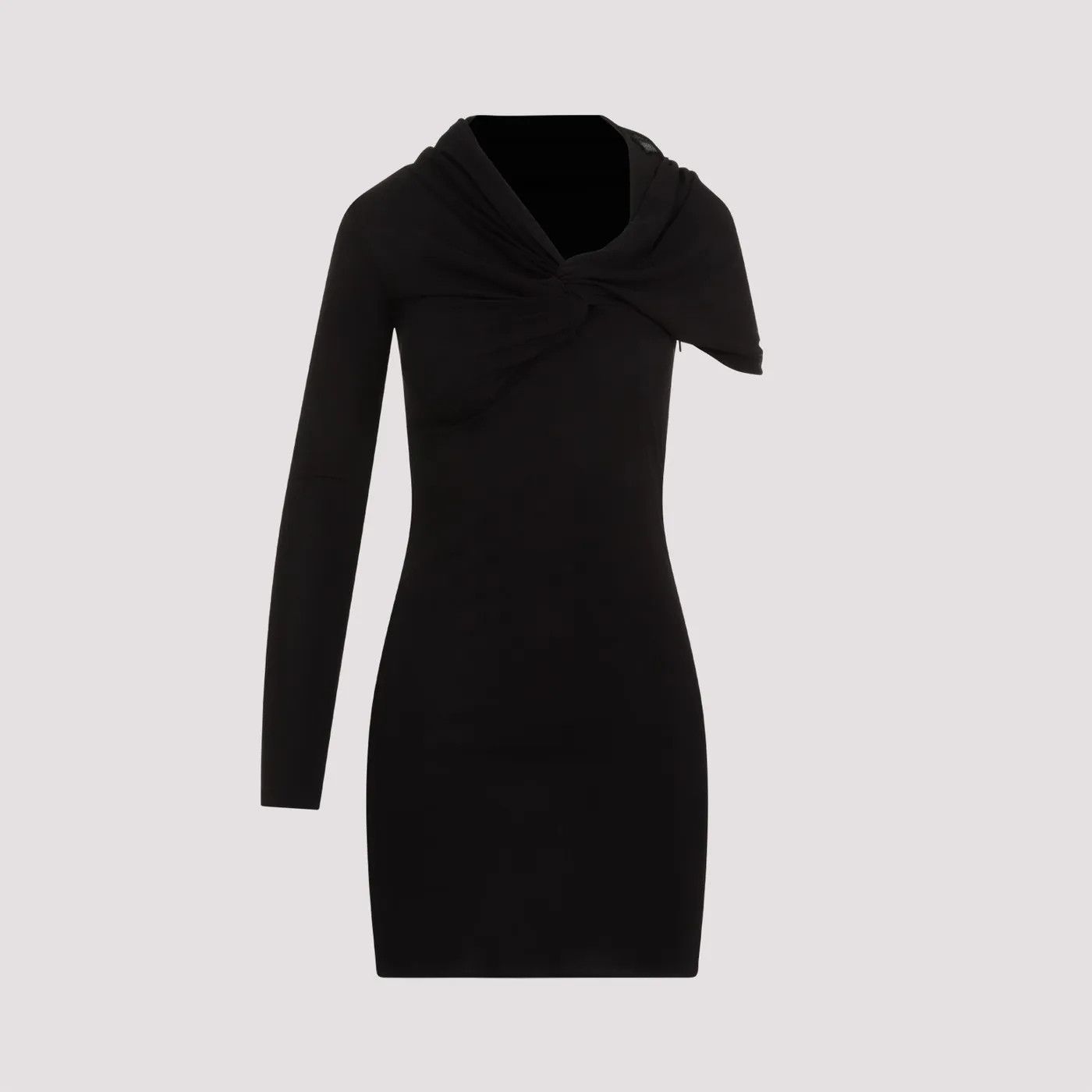 Saint Laurent Paris oc11z1125 One Shoulder Dress in Crepe Jersey in Noir Size XS / US 0-2 / IT 36-38 - 2 Thumbnail
