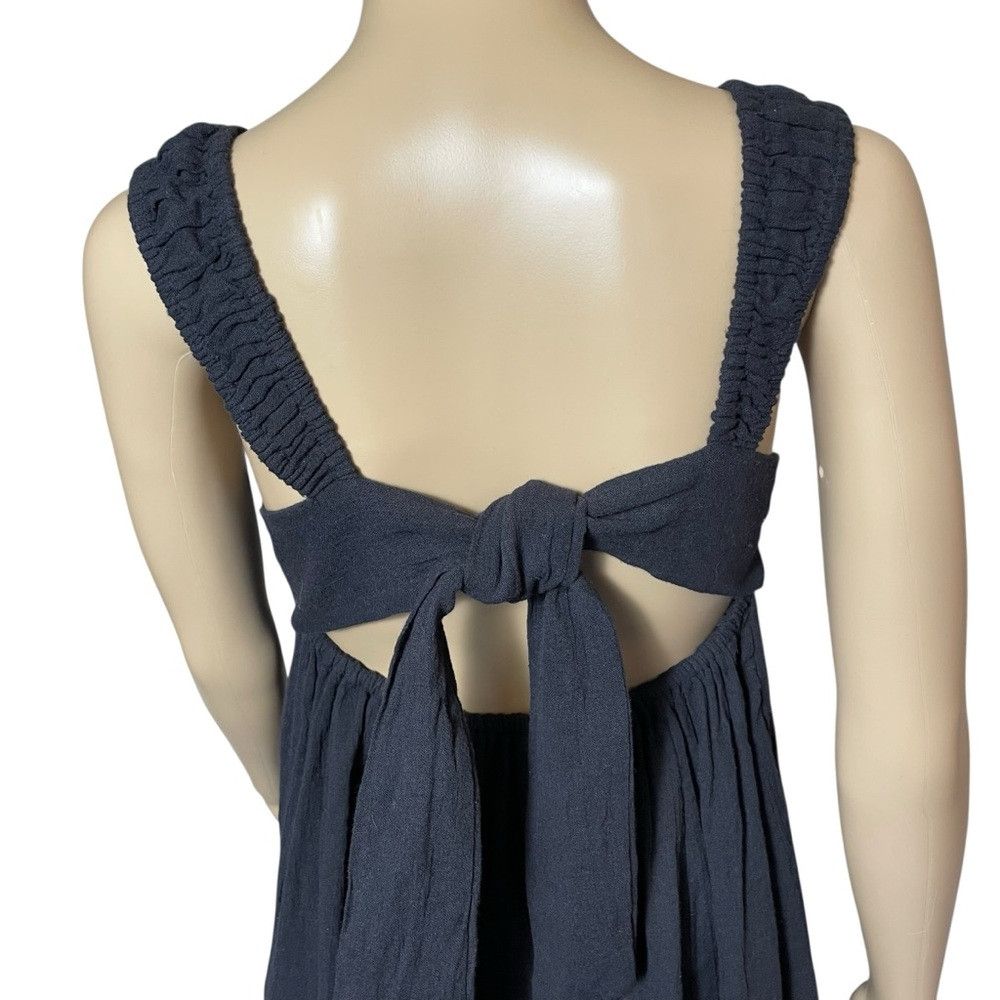 Free People New Free People Blissful Breeze Mini Black Cotton Linen Dre Size XS / US 0-2 / IT 36-38 - 4 Thumbnail