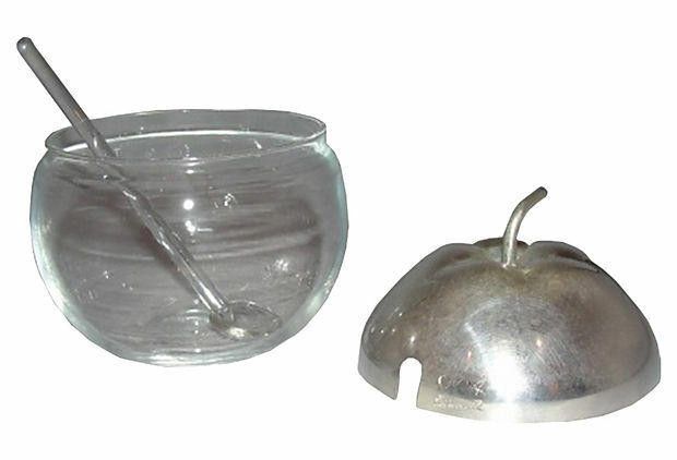 Designer English Silver Plate Apple Condiment Jar Size ONE SIZE - 2 Thumbnail