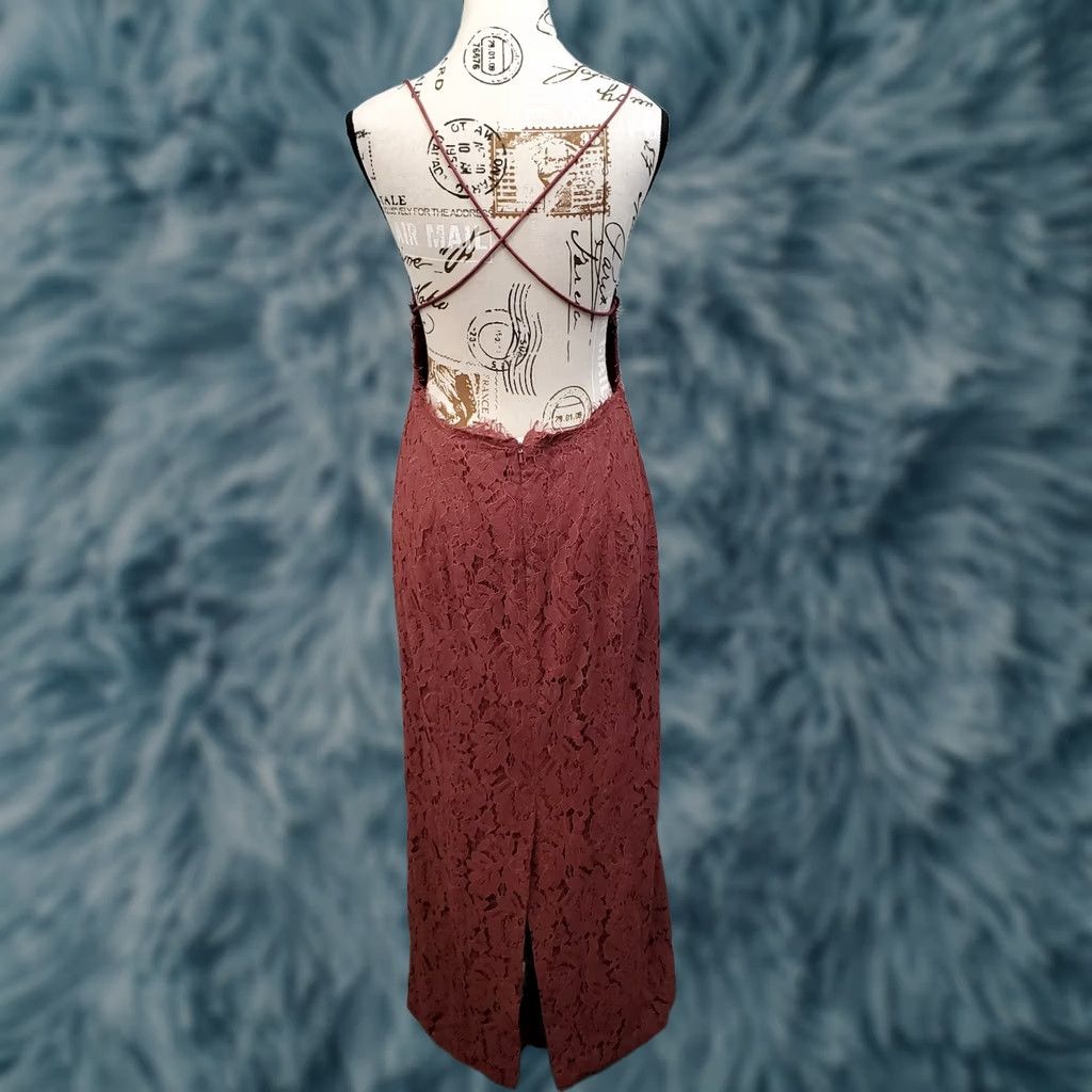 Vintage Fame And Partners Rain Column Dress Womens Size 8 Pink Floral Lace Back Zip Maxi Sleeveless, Long Dress Size M / US 6-8 / IT 42-44 - 1 Thumbnail