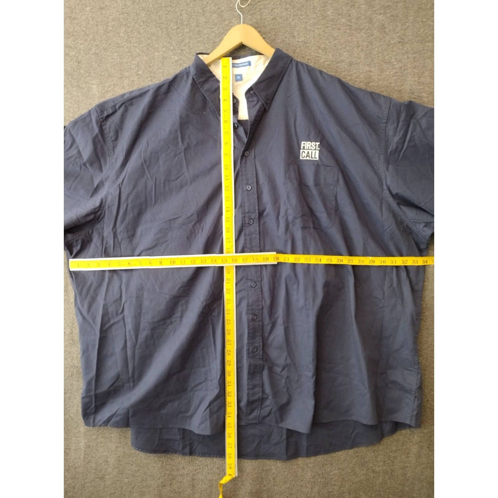 Port Authority Port Authority Men's First Call Logo Navy Collared Dress Button Shirt 7XL Navy Blue Solid Short Sleeve Button-Up Shirt Mens Regular XS-7XL Size 48R - 4 Thumbnail