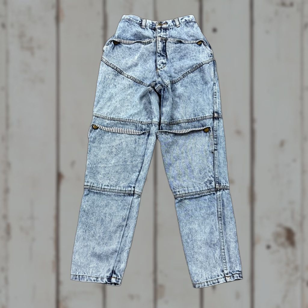 VINTAGE Amancio Jeans Womens 3 Tapered Acid Wash High Rise Euro Snap Panel 20x26