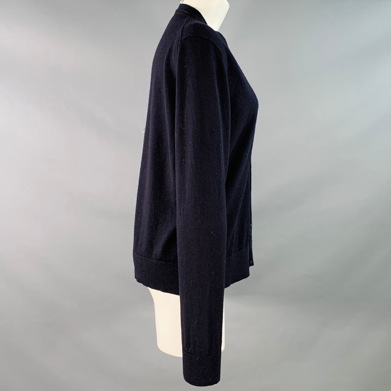 The Kooples Size M Navy Black Merino Wool Skull Buttons V-Neck Cardigan Size M / US 6-8 / IT 42-44 - 3 Thumbnail