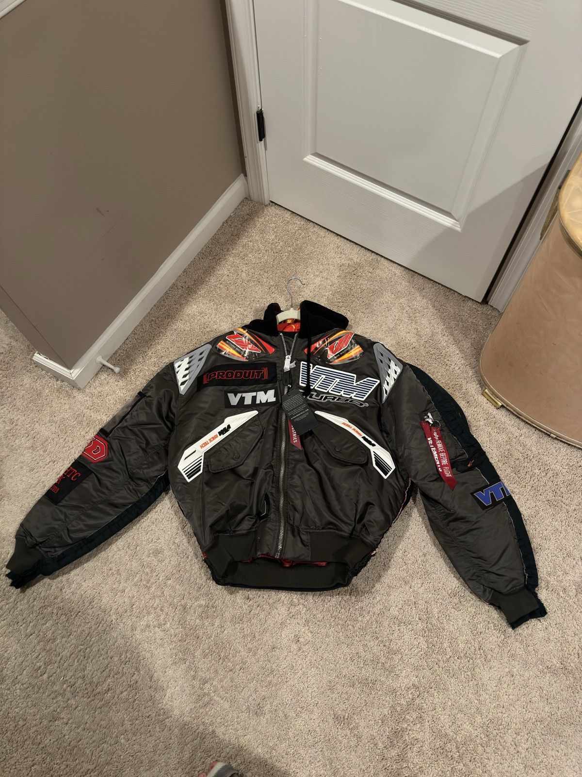 image of Vetements Racing Bomber in Brown, Men's (Size Small)