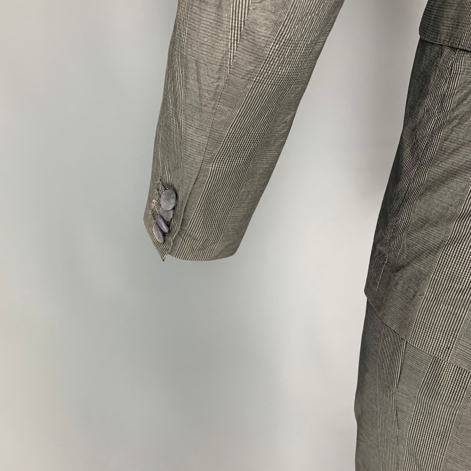 Paul Smith Size S Gray Glenplaid Cotton Silk Notch Lapel Suit Size 38R - 4 Thumbnail