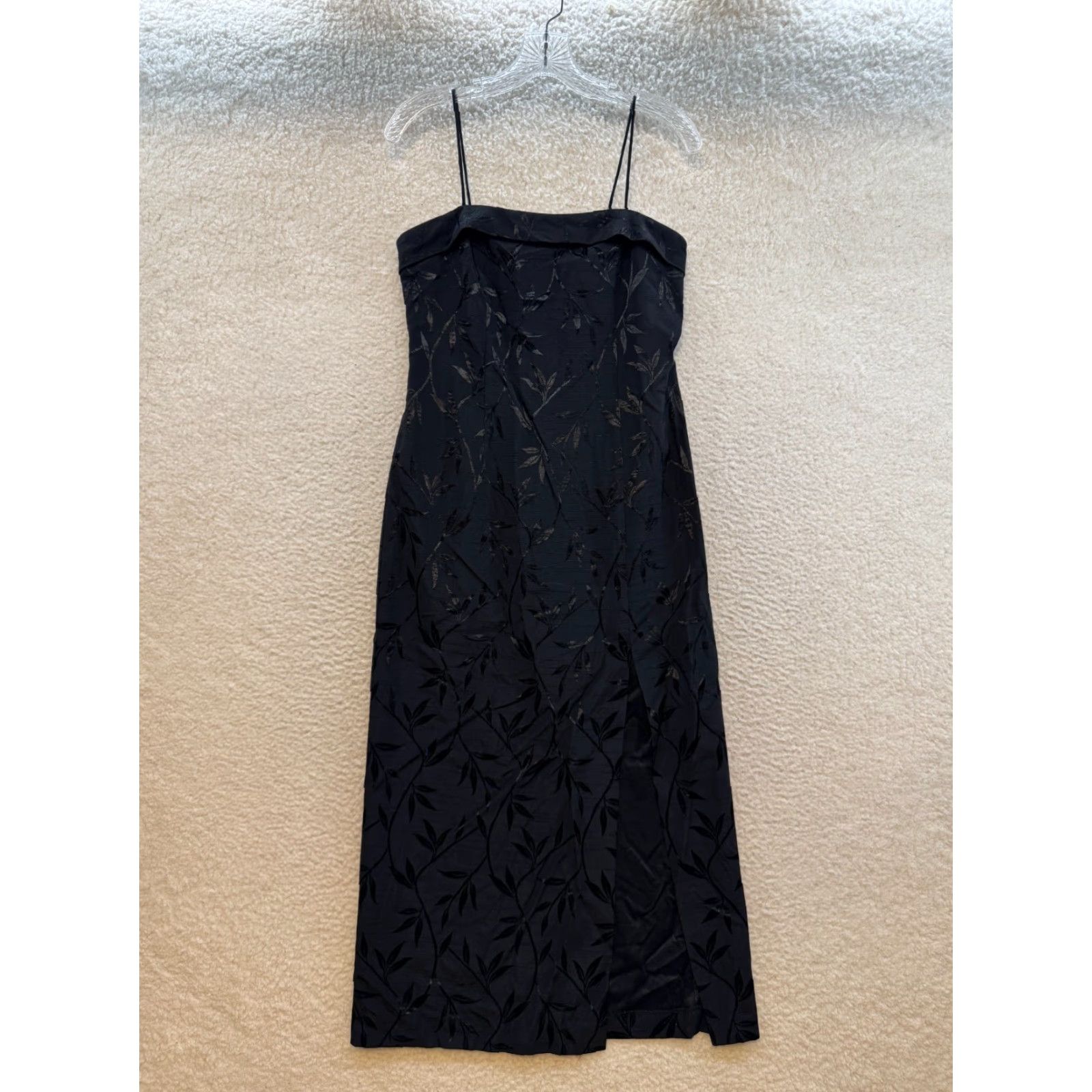 Vintage VINTAGE 90s Y2K Maxi Prom Dress Black Floral Square Neck Spaghetti Large L Women’s Size L / US 10 / IT 46 - 2 Thumbnail