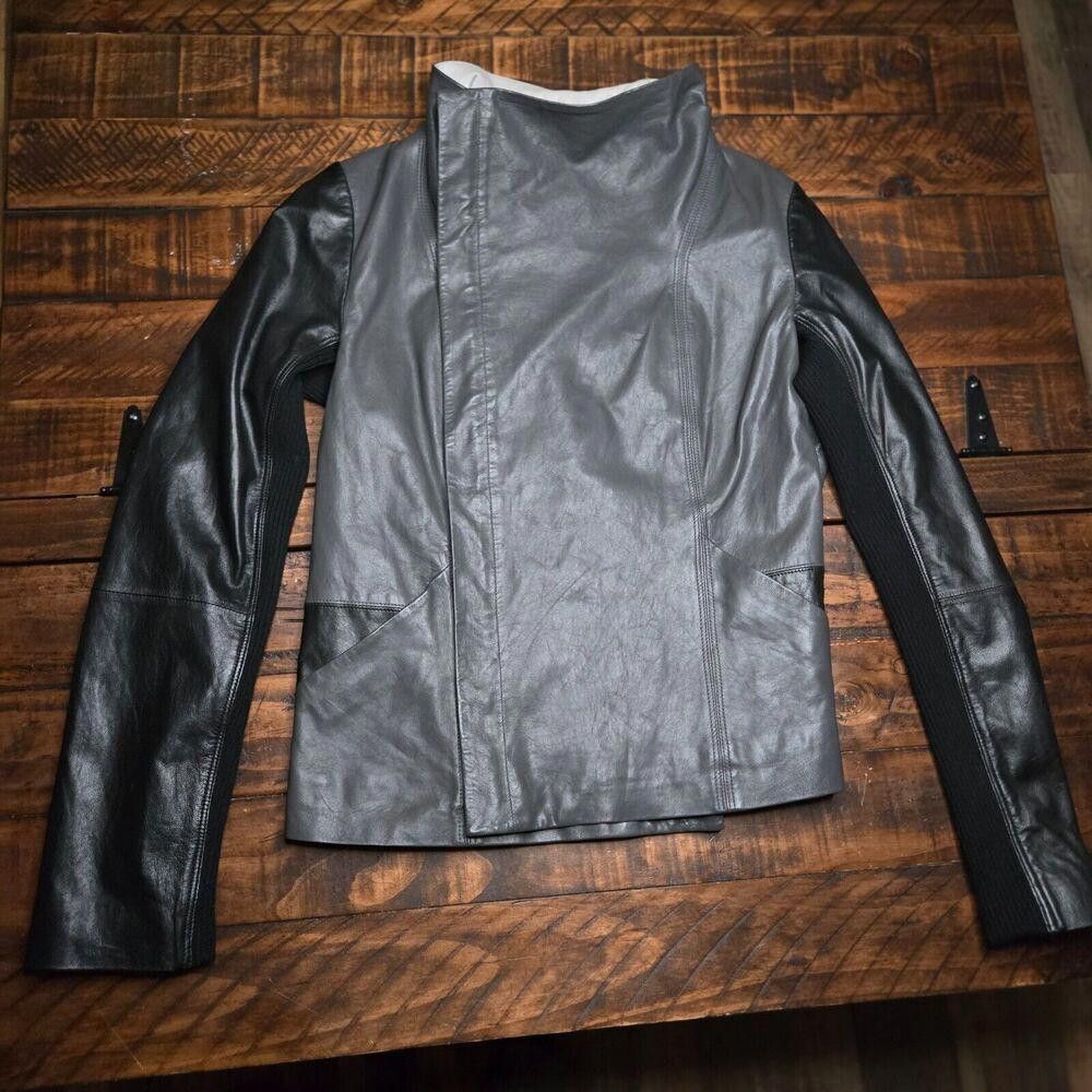 Vince Vince Lambskin Leather Jacket Colorblock Women's SZ L C2 Size L / US 10 / IT 46 - 2 Thumbnail