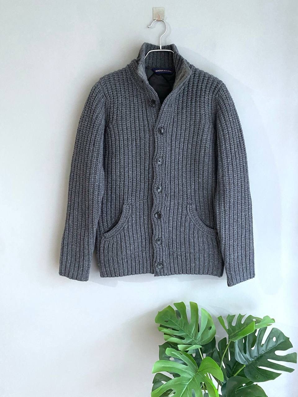Boggi Boggi Milano Knit Merino Wool Button Cardigan Vest Lining, S Size US S / EU 44-46 / 1 - 1 Thumbnail