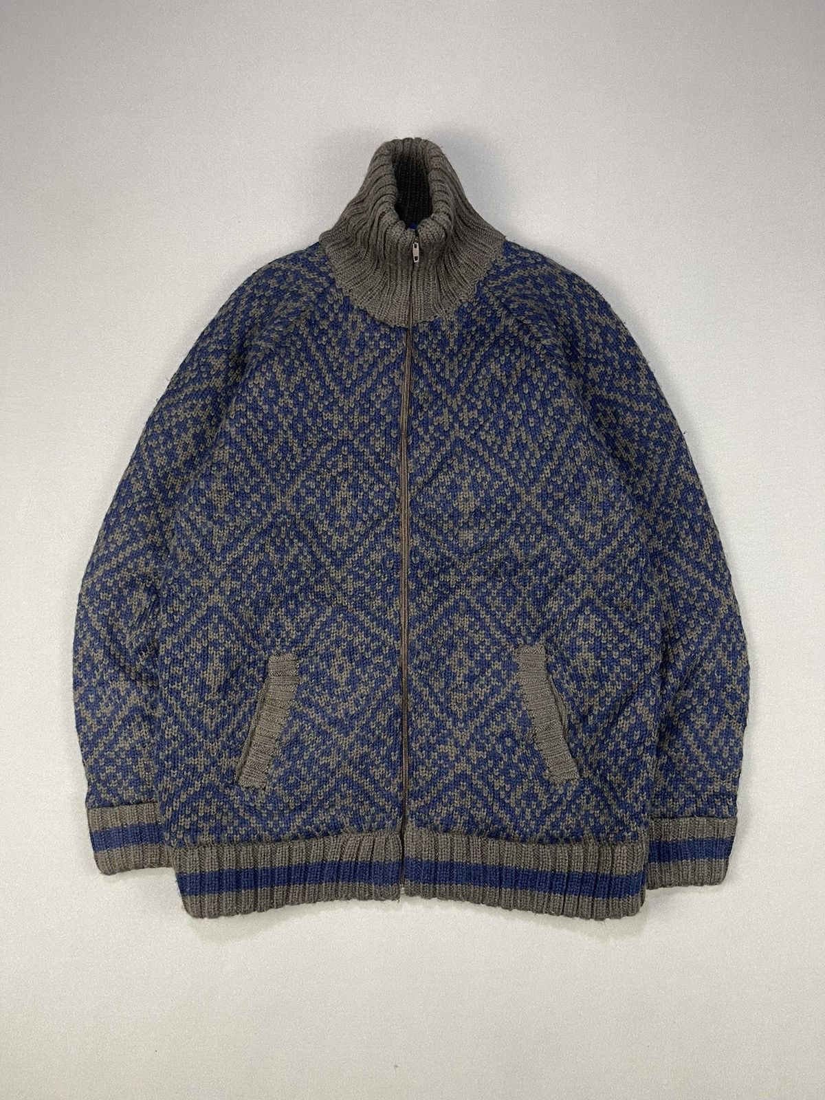 Japanese Brand WILLPIPS KNIT NAVAJO TURTLE NECK ZIPPER JACKET Size US L / EU 52-54 / 3 - 1 Thumbnail
