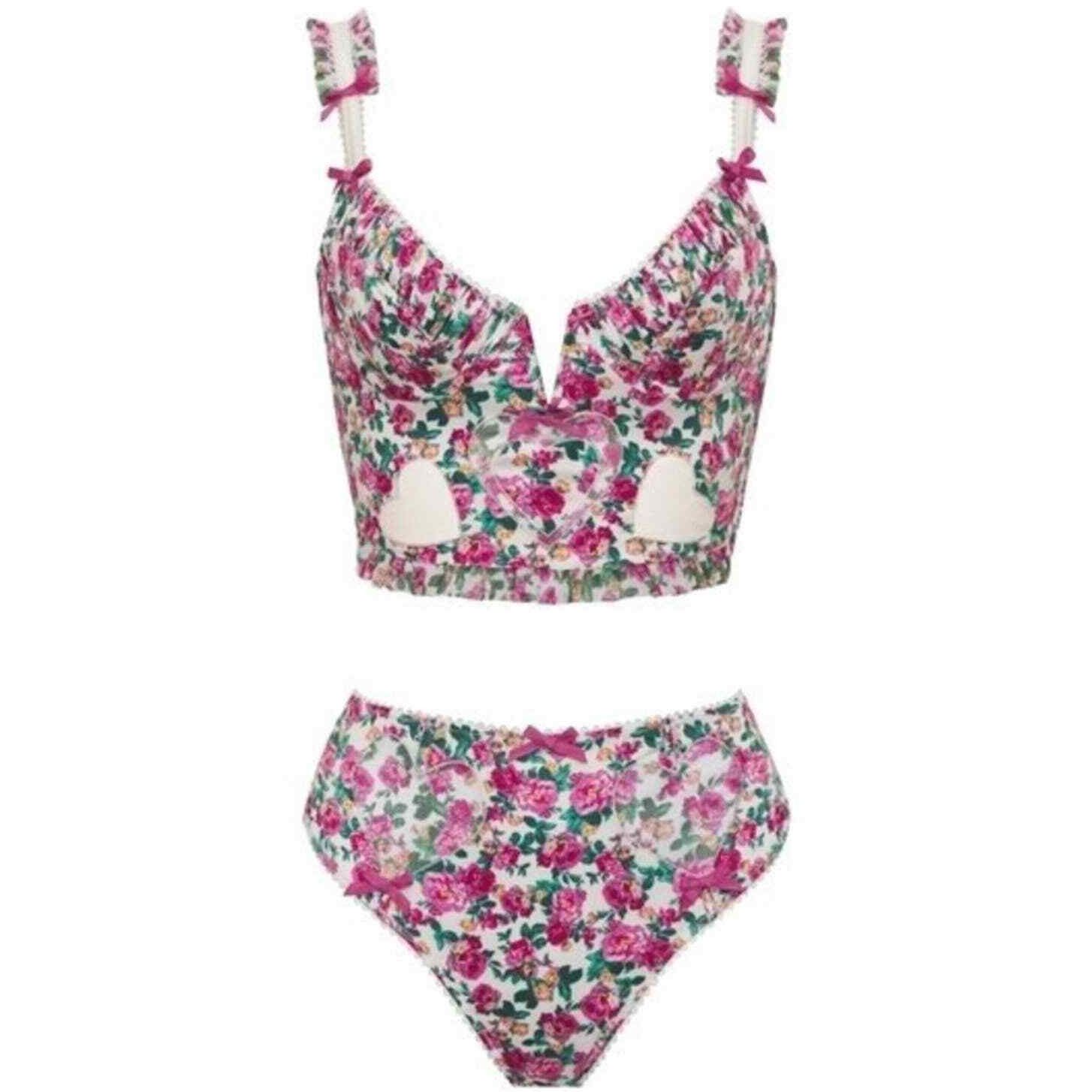 For Love & Lemons FOR LOVE & LEMONS Bustier and High-Waist Panty w/ Tag, XS Size ONE SIZE - 1 Thumbnail