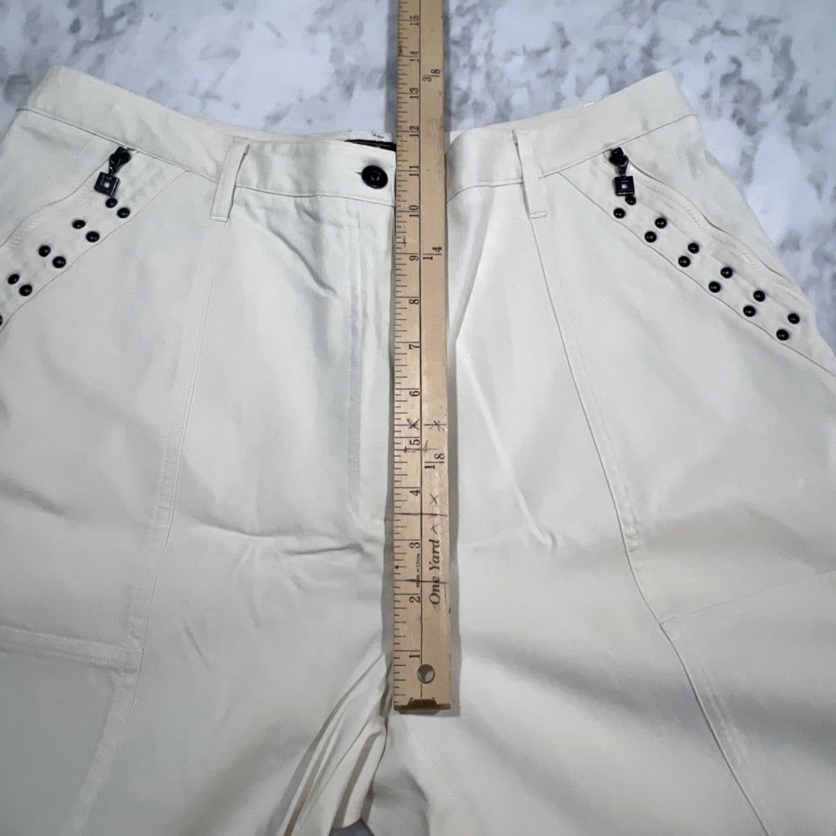 Vintage Jamie Sadock Pant Women 14 Stretch Straight Leg Ivory Golf Pockets Rayon Spandex Size 36" / US 14 / IT 50 - 7 Thumbnail
