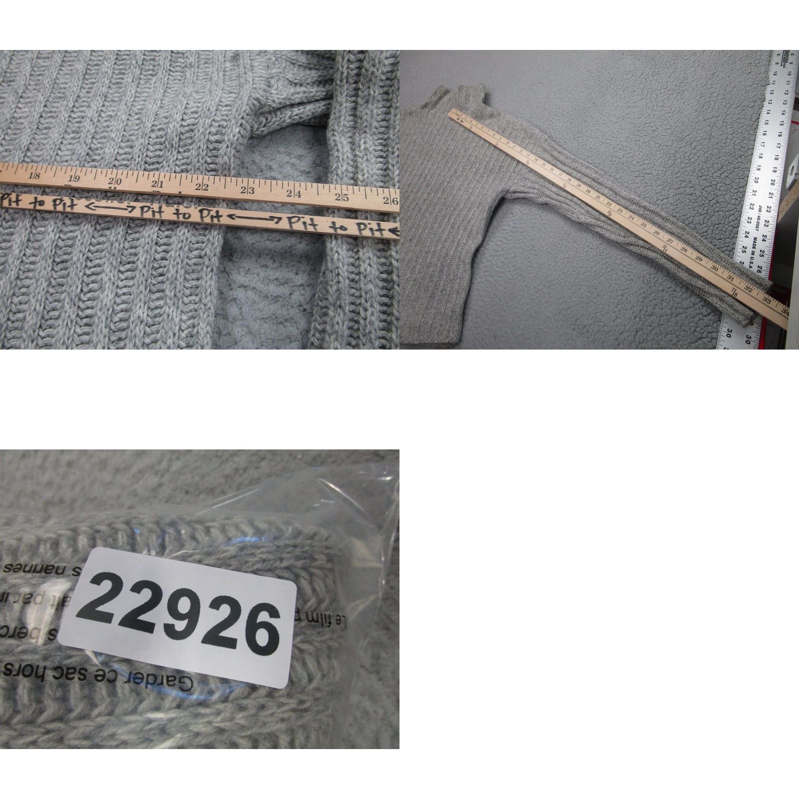 Vintage SWTR Sweater Womens Large Gray Merino Cashmere Mock Neck Ribbed Knit Pullover Size L / US 10 / IT 46 - 8 Thumbnail