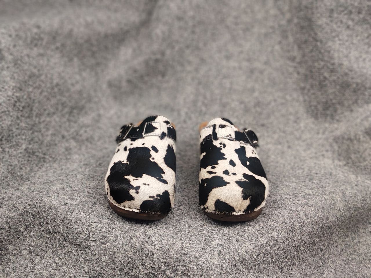 Woody Design Manu Fur W' Leather cowhide Clogs mules Shoes