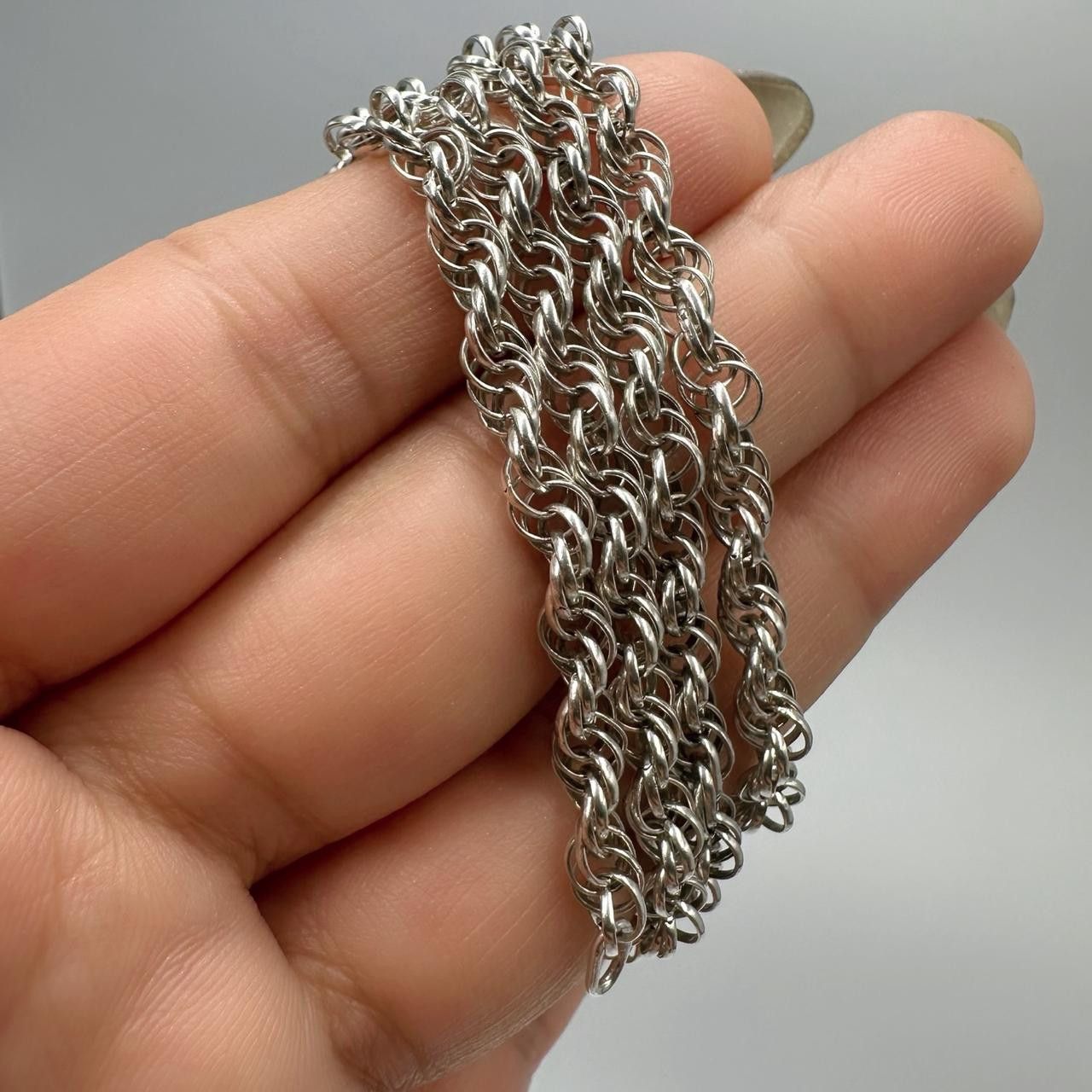 Sterling Silver Vintage 925 Sterling Silver Rope Chain Necklace –Unisex Size ONE SIZE - 3 Thumbnail