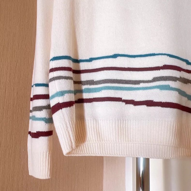 Loro Piana LORO PIANA Color stripes on the edges of the cashmere swea Size M / US 6-8 / IT 42-44 - 3 Thumbnail
