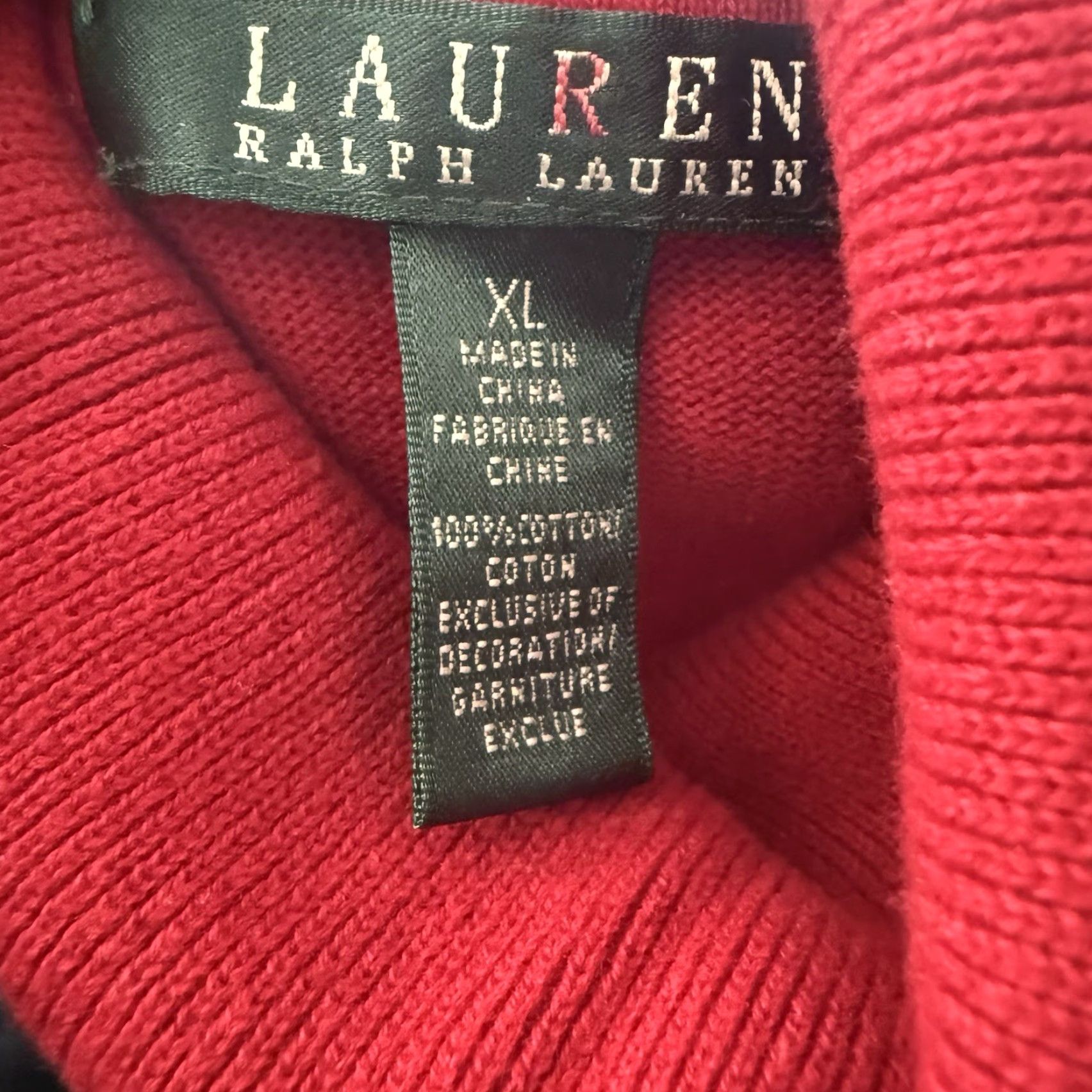 Ralph Lauren Lauren Ralph Lauren Turtleneck Sweater Womens XL Red 100% Cotton Lightweight Pullover Logo Classic Knit" Size XL / US 12-14 / IT 48-50 - 2 Thumbnail