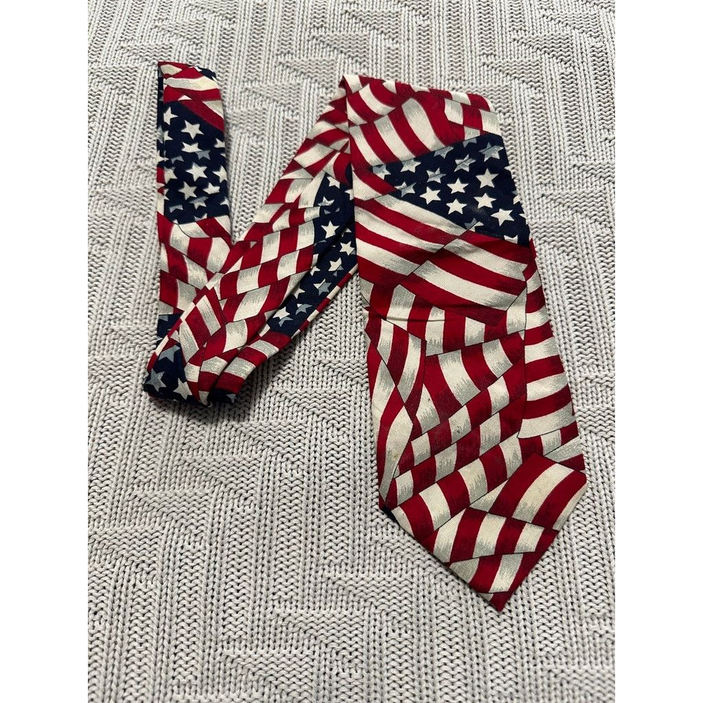 Van Heusen Van Heusen American flag print cotton tie NWT Size ONE SIZE - 1 Thumbnail