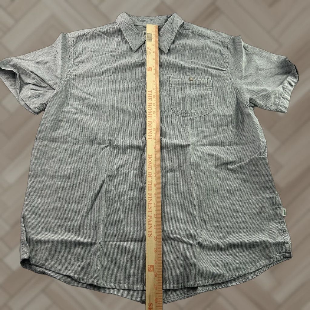 Vintage Wellen Short Sleeve Button-Up Shirt Mens XXL Striped Hemp Organic Cotton Blue Size US XXL / EU 58 / 5 - 1 Thumbnail
