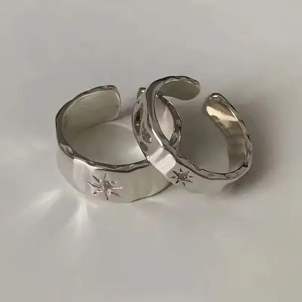 Other 2pcs Y2K Shiny Star Adjustable Ring Size ONE SIZE - 7 Thumbnail