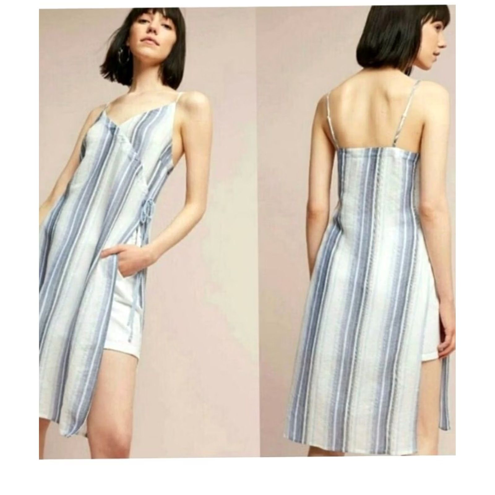 Vintage VINTAGE Akemi + Kin Women's blue white stripes Emerson Wrap Slit tunic XS Size XS / US 0-2 / IT 36-38 - 2 Thumbnail