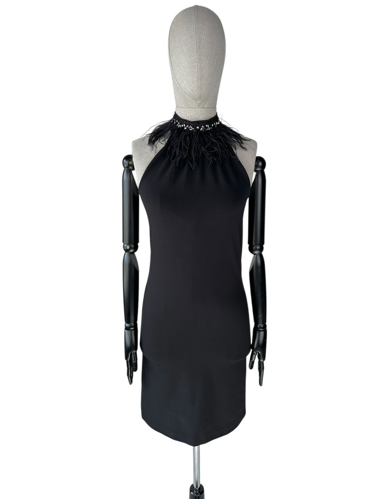 Max Mara MAX MARA Cocktail Halter Dress Ostrich Feathers Crystals Size S / US 4 / IT 40 - 1 Thumbnail