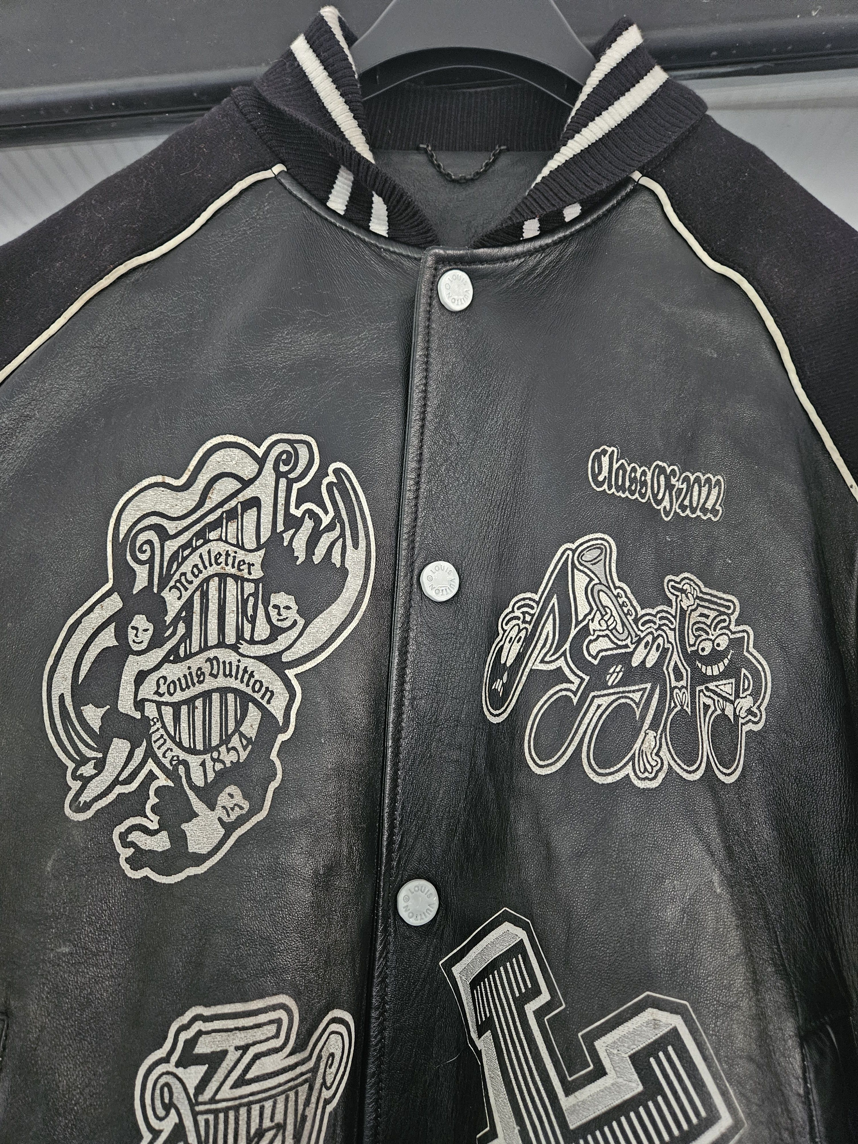 Louis Vuitton Black Musical Patch Leather Varsity Bomber Jacket Size US XXL / EU 58 / 5 - 3 Thumbnail