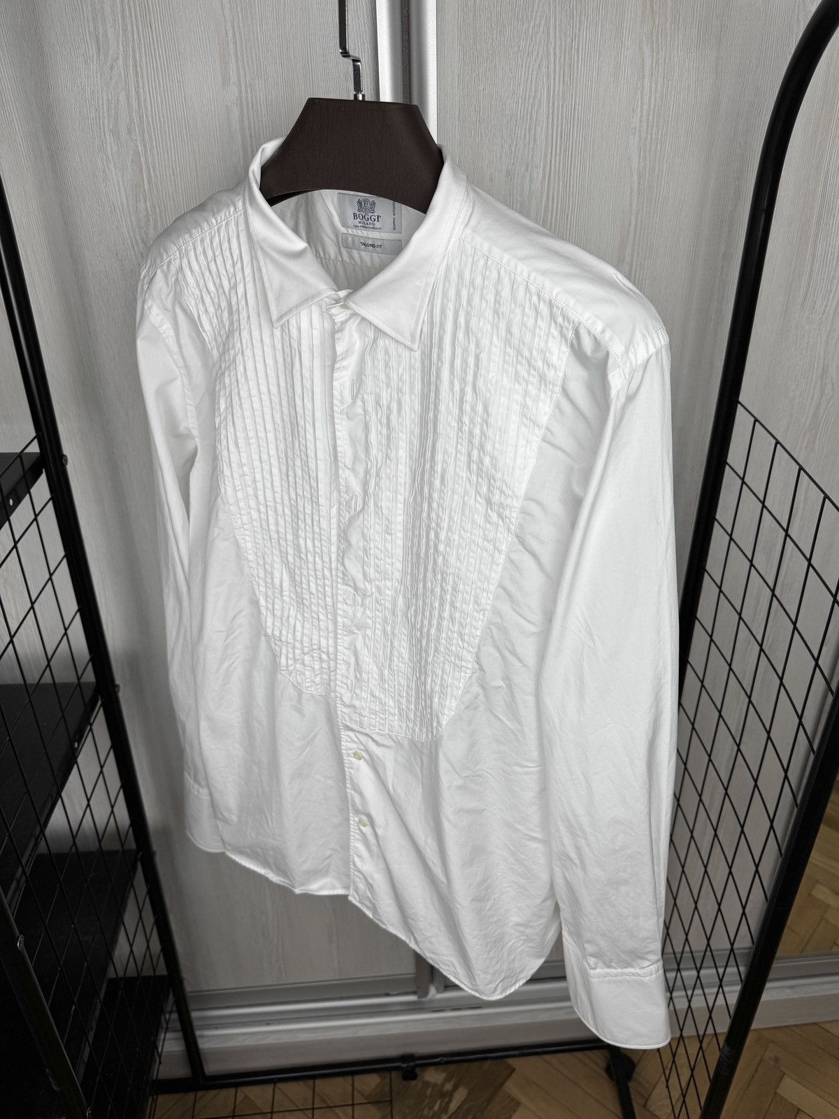 Boggi Boggi Milano white tuxedo cufflinks classic suit shirt 17.5 Size 44R - 6 Thumbnail