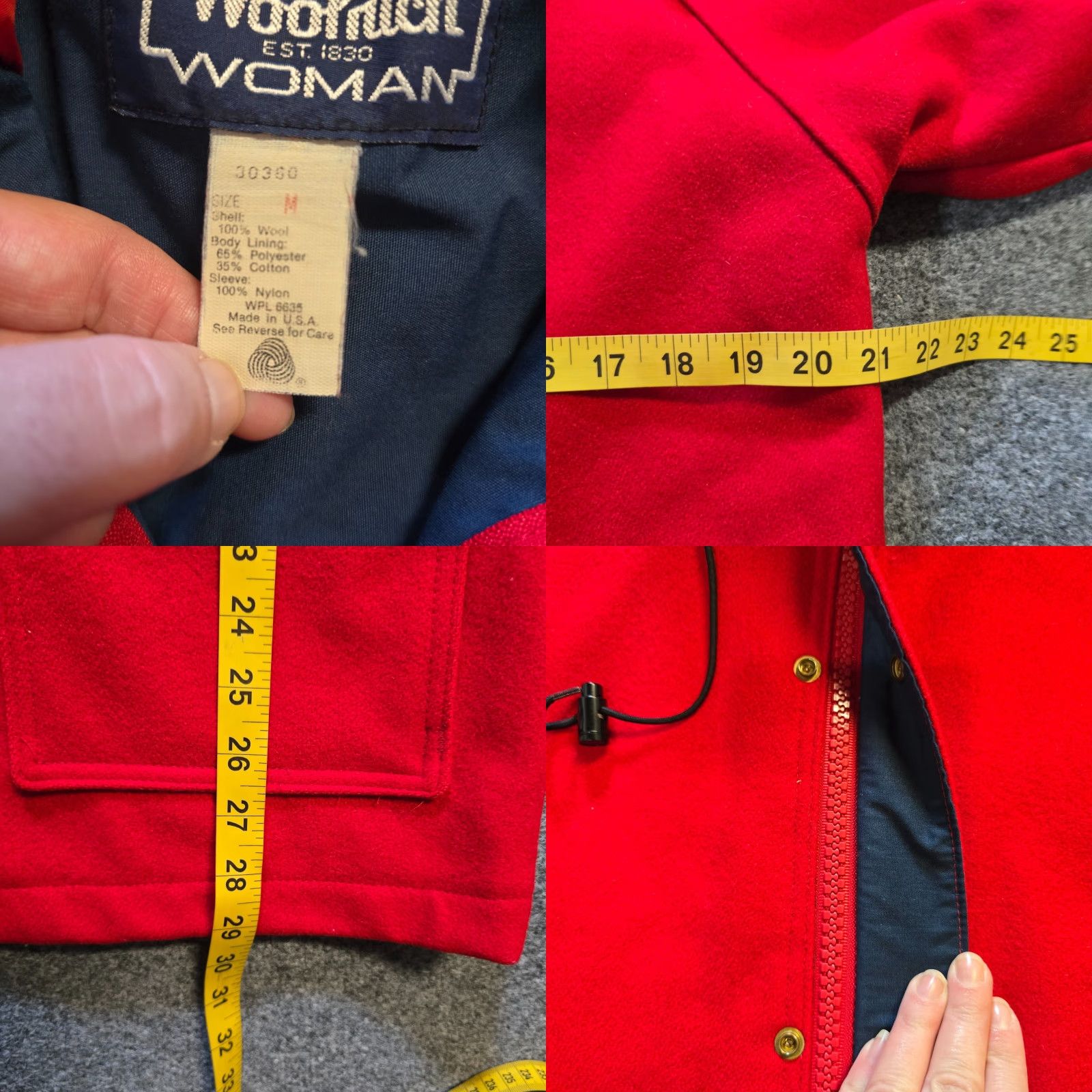 Vintage VINTAGE Woolrich Jacket Womens Size Medium Red Boiled Wool Full Zip Hood Pockets Mens? Size M / US 6-8 / IT 42-44 - 8 Thumbnail