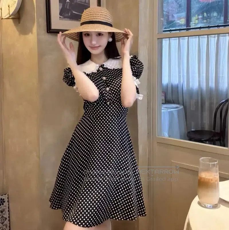 Miu Miu Miu Miu Black Polka Dot Dress with Collar . Size S / US 4 / IT 40 - 8 Thumbnail