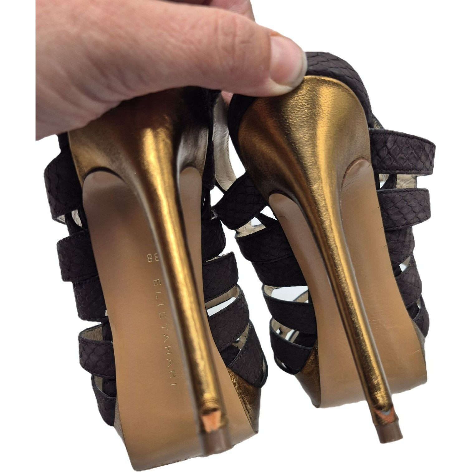 Elie Tahari Elie Tahari Meredith Wedge Suede Heeled Sandals Brown 8 Size US 8 / IT 38 - 6 Thumbnail