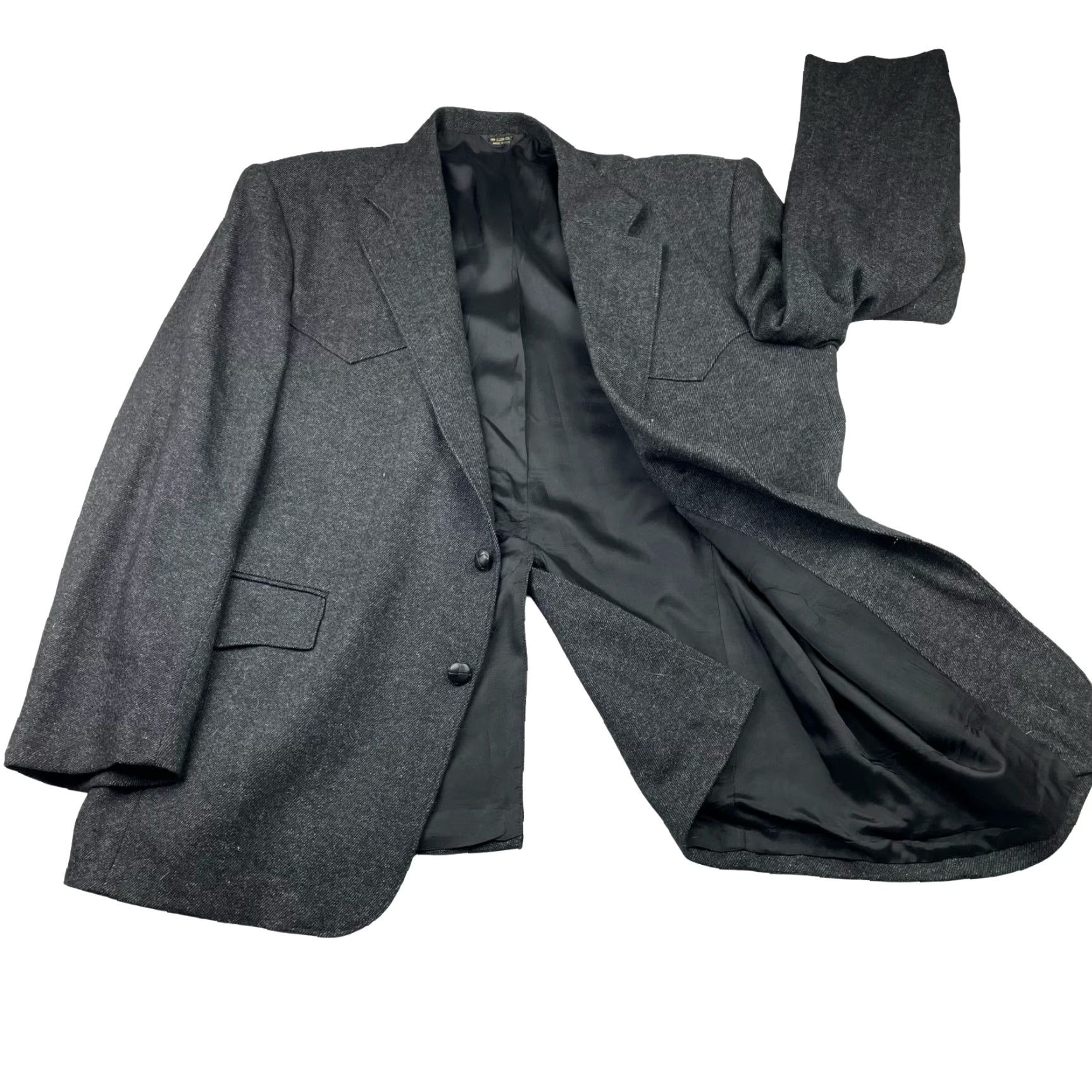 Vintage VINTAGE Pagno West Blazer Gray 2-Button Western Wool Tweed Men’s USA 44R Size 44R - 3 Thumbnail