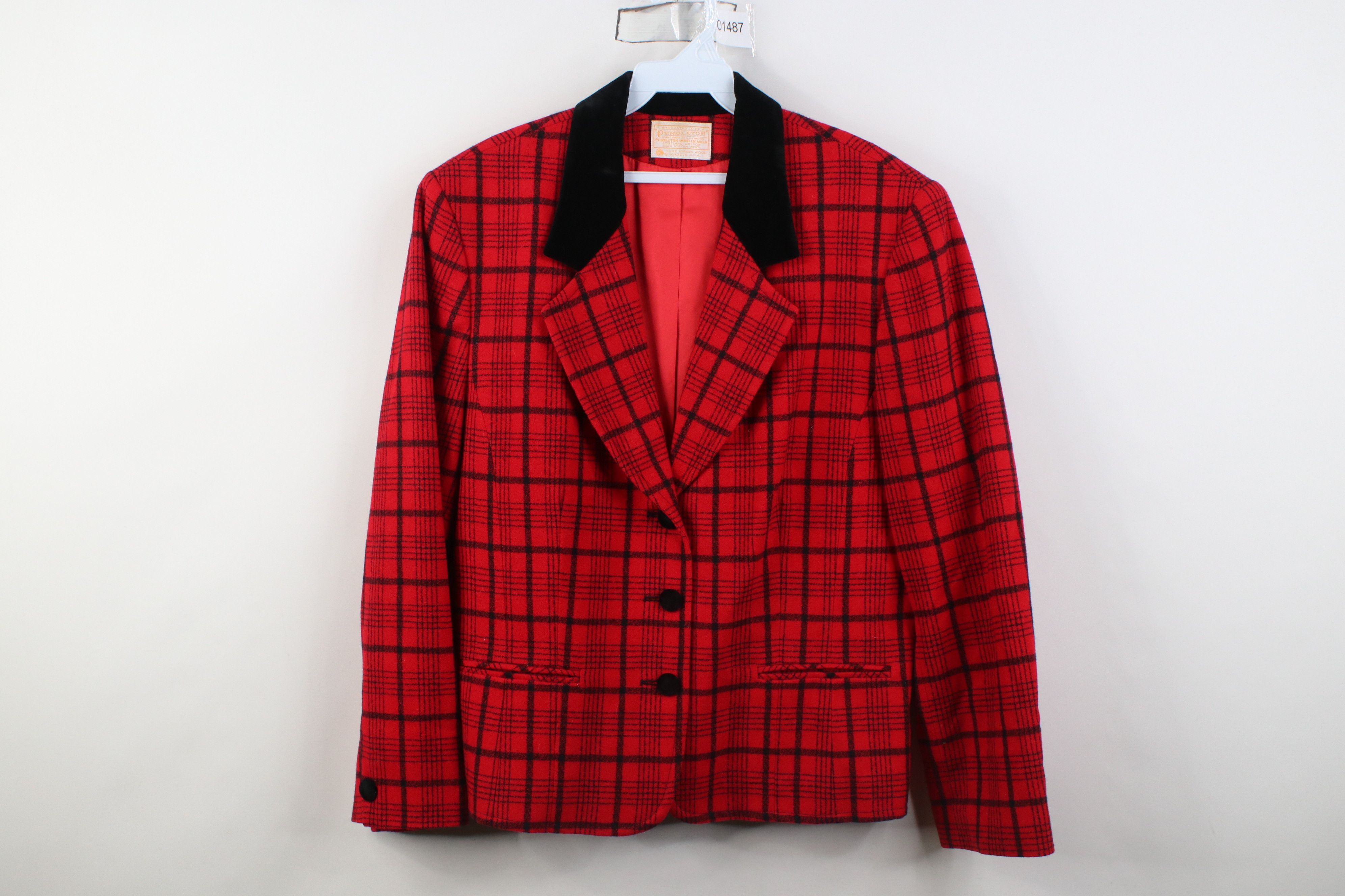 Pendleton Vintage 90s Pendleton Wool Suit Blazer Jacket Red Plaid USA Size XXL / US 16-18 / IT 52-54 - 1 Thumbnail