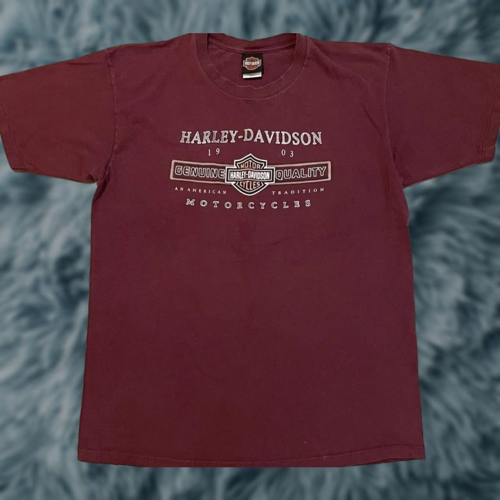 Harley Davidson VINTAGE Harley Davidson Shirt XL USA Oregon Biker Punk Grunge 90s Y2K Red USA Mens T-Shirt Size US XL / EU 56 / 4 - 1 Thumbnail