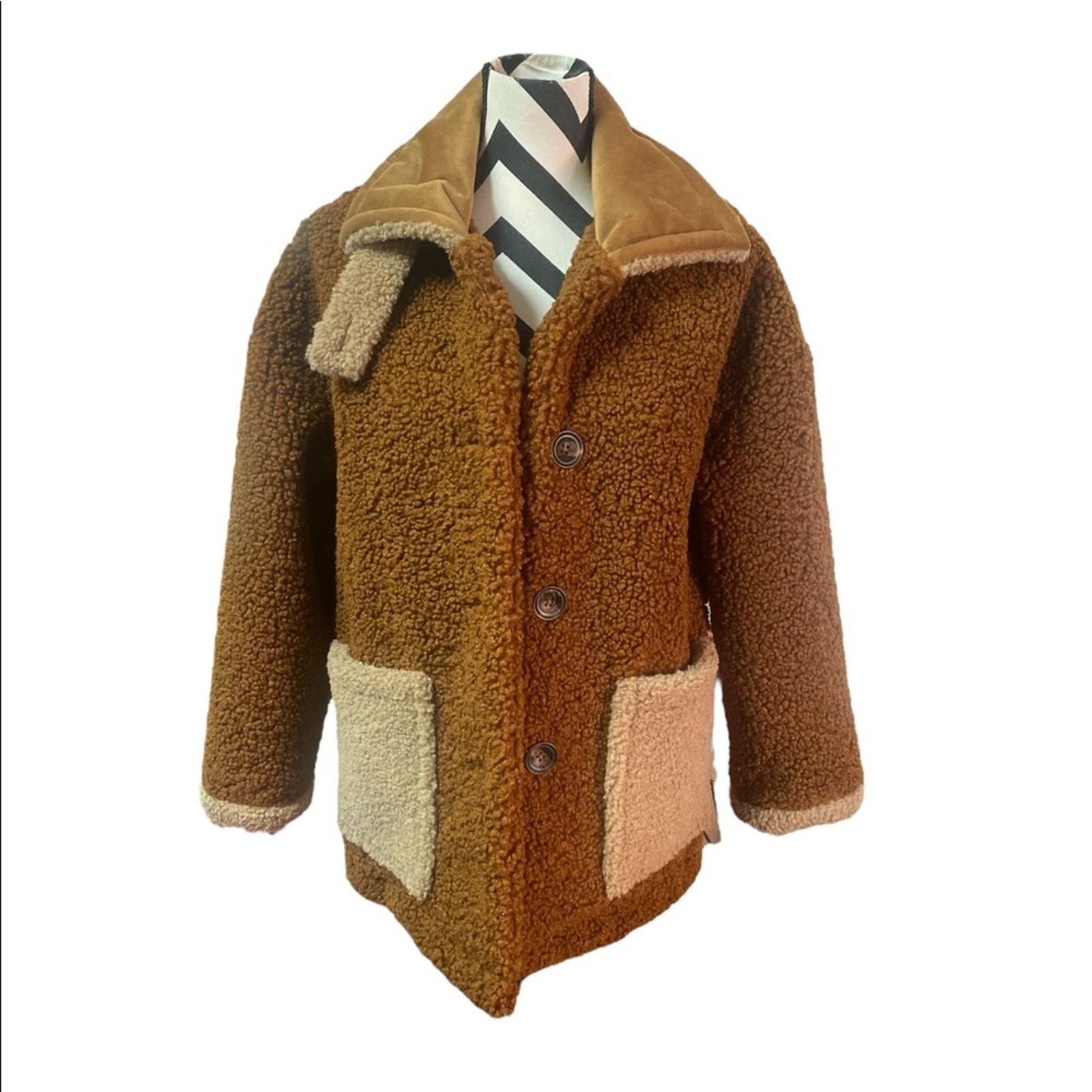 Other 310 MOOD Biker Teddy Biker Jacket Small Women Brown Yellow S Size S / US 4 / IT 40 - 2 Thumbnail