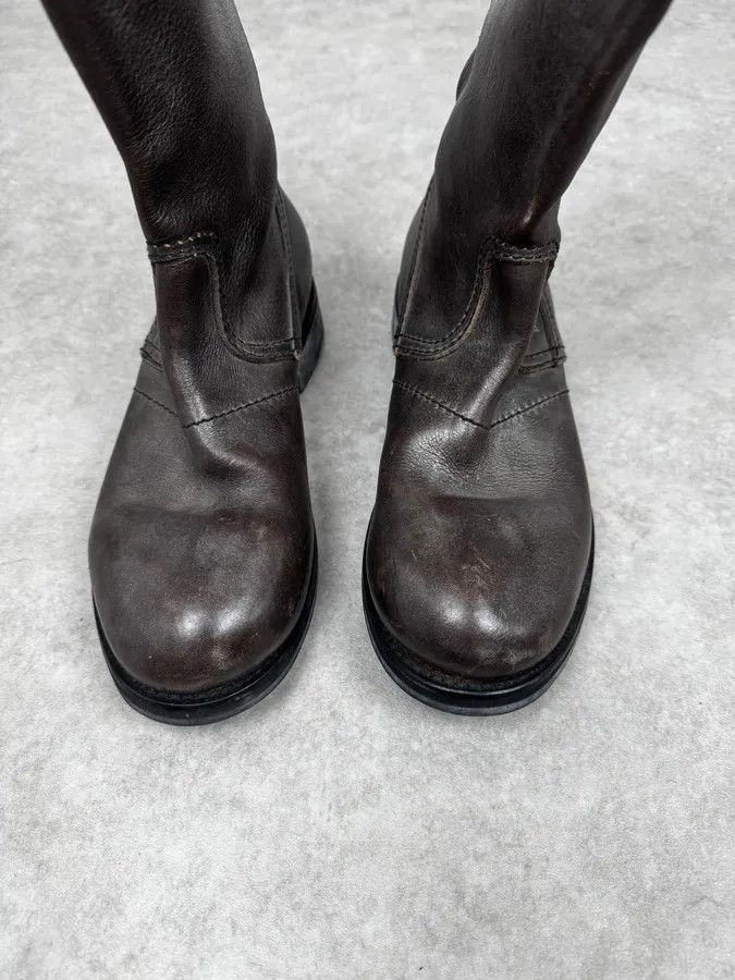 Vintage 2000s Premiata Dark Brown Eroded Leather Boots Size US 12 / EU 45 - 4 Thumbnail