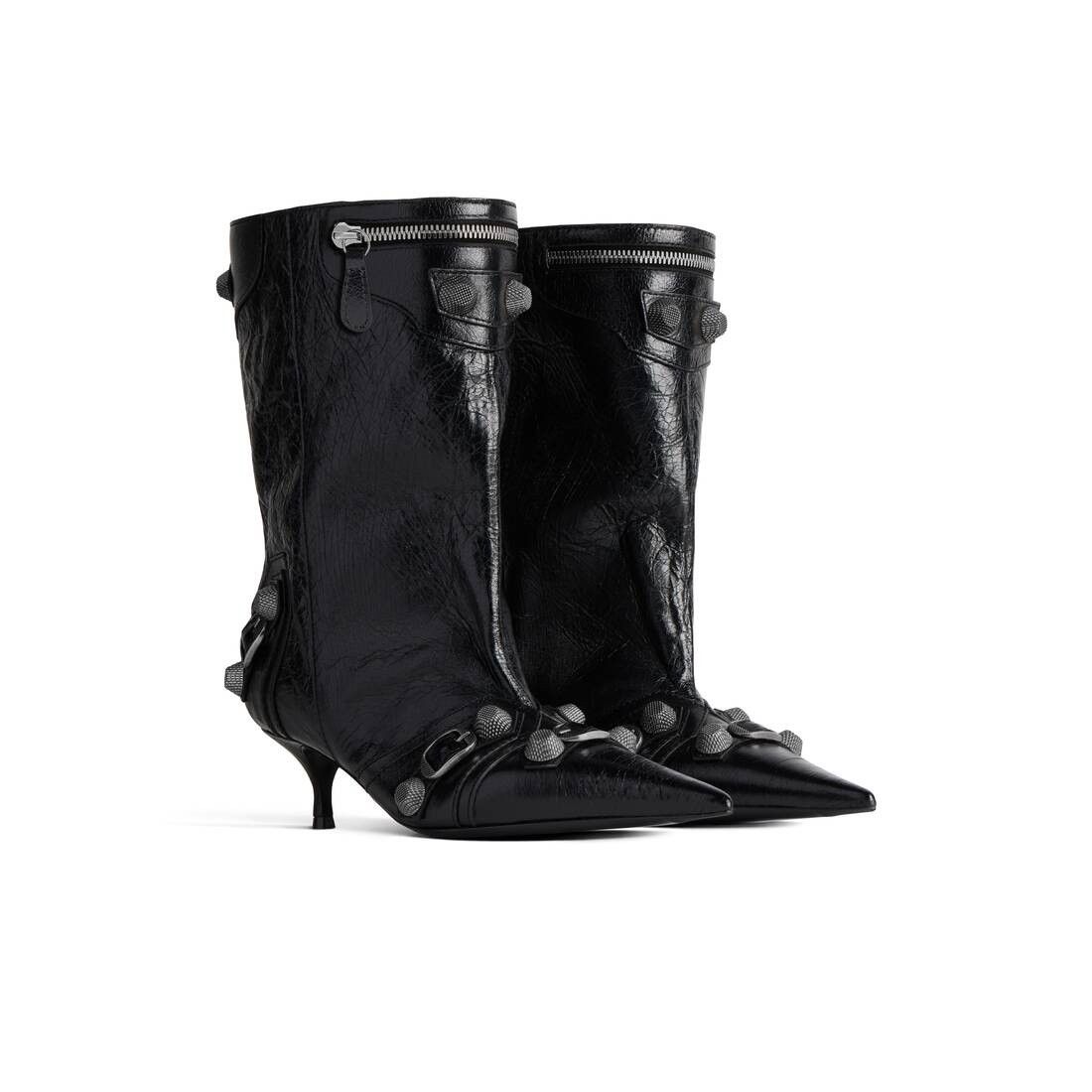 Balenciaga o1srvl11e1025 Cagole Wide Booties in Black Size US 7 / IT 37 - 2 Thumbnail