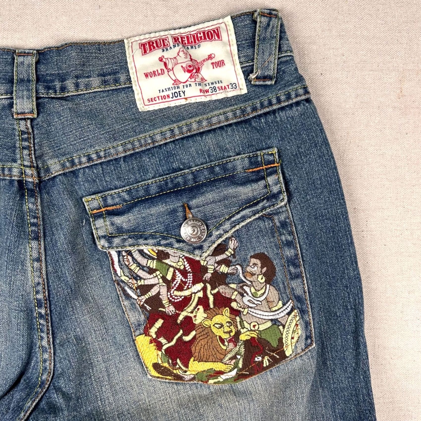 True Religion VINTAGE True Religion Jeans Mens 38x33 Joey Durga Goddess Embroider USA Y2K western Blue Size US 38 / EU 54 - 4 Thumbnail