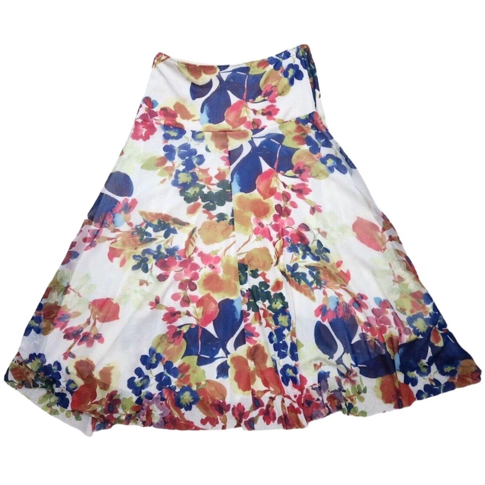 Vintage Weston Wear Womens S Floral Elastic Waist High Low Skirt Lined USA Size 28" / US 6 / IT 42 - 2 Thumbnail