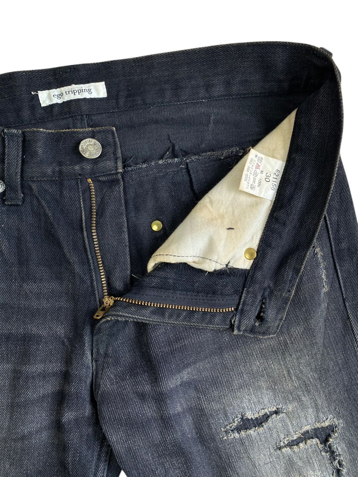 Japanese Brand Ego Tripping Japan Kurt Slim Fit Distressed Denim Size US 31 - 17 Thumbnail